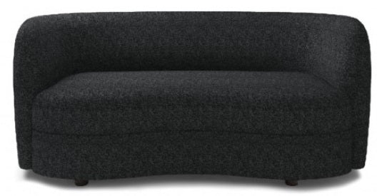FM61003BK-2PC 2 pc A&J homes studio Versoix black boucle fabric kidney shaped sofa and love seat set rounded arms