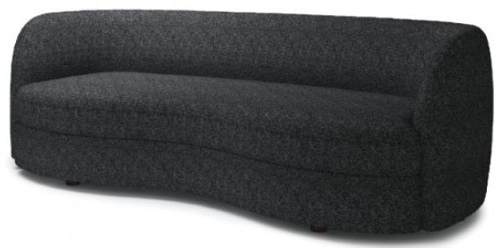 FM61003BK-2PC 2 pc A&J homes studio Versoix black boucle fabric kidney shaped sofa and love seat set rounded arms