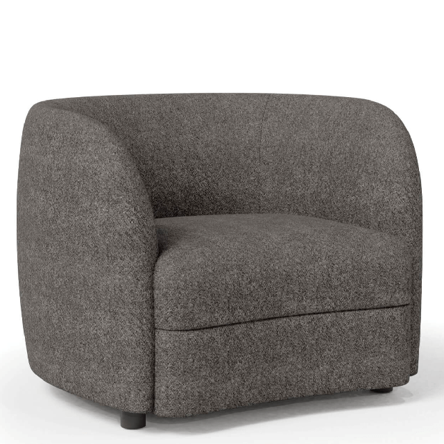 FM61003GY-CH A&J homes studio Versoix charcoal grey boucle fabric kidney shaped accent chair rounded arms