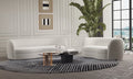 FM61003WH-2PC 2 pc A&J homes studio Versoix off-white boucle fabric kidney shaped sofa and love seat set rounded arms