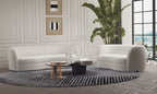 FM61003WH-2PC 2 pc A&J homes studio Versoix off-white boucle fabric kidney shaped sofa and love seat set rounded arms