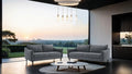 FM61004GY 2 pc Vermon grey chenille fabric sofa and love seat set skinny sloped arms