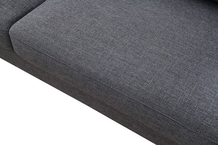 FM61004GY 2 pc Vermon grey chenille fabric sofa and love seat set skinny sloped arms