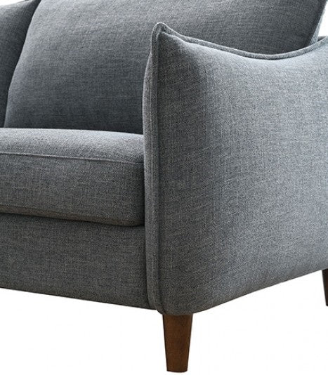 FM61004GY 2 pc Vermon grey chenille fabric sofa and love seat set skinny sloped arms