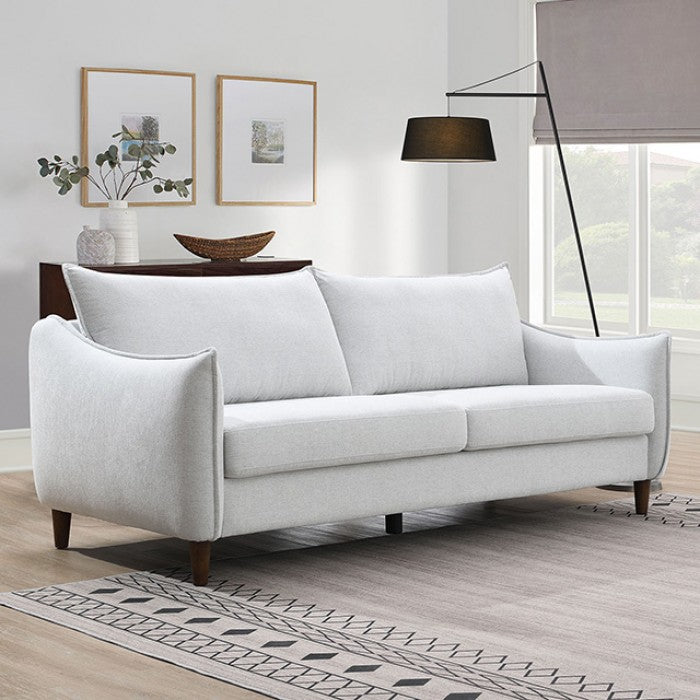 FM61004LG 2 pc Vermon light grey chenille fabric sofa and love seat set skinny sloped arms