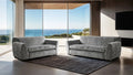 FM61005GY-2PC 2 pc Severo grey velvet chenille fabric mid century sofa and love seat set