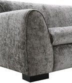 FM61005GY-2PC 2 pc Severo grey velvet chenille fabric mid century sofa and love seat set