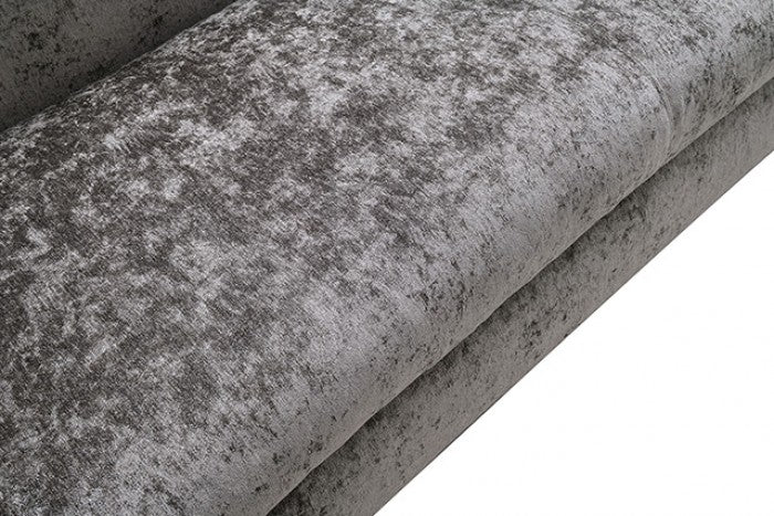 FM61005GY-2PC 2 pc Severo grey velvet chenille fabric mid century sofa and love seat set