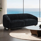 FM61006BK-2PC 2 pc Kolvere black boucle fabric sofa and love seat set soft curved sloped arms
