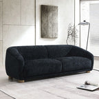 FM61006BK-2PC 2 pc Kolvere black boucle fabric sofa and love seat set soft curved sloped arms