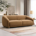FM61006BR-2PC 2 pc Kolvere brown boucle fabric sofa and love seat set soft curved sloped arms