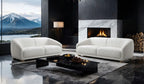 FM61006WH-2PC 2 pc Kolvere white boucle fabric sofa and love seat set soft curved sloped arms