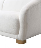 FM61006WH-2PC 2 pc Kolvere white boucle fabric sofa and love seat set soft curved sloped arms
