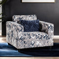 FM61008LG-CH Harlow abstract multi color blues and greys fabric accent chair squared arms