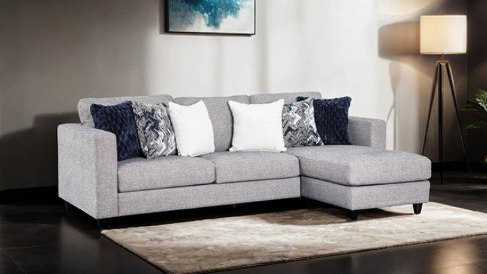 FM61008LG-SECT 2 pc Harlow light grey chenille fabric sectional sofa with chaise