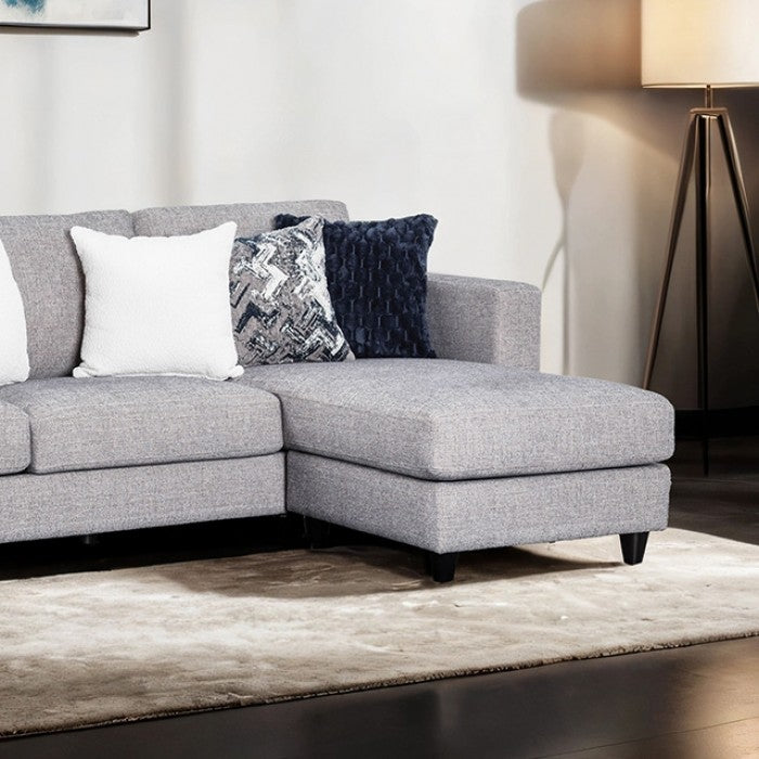 FM61008LG-SECT 2 pc Harlow light grey chenille fabric sectional sofa with chaise