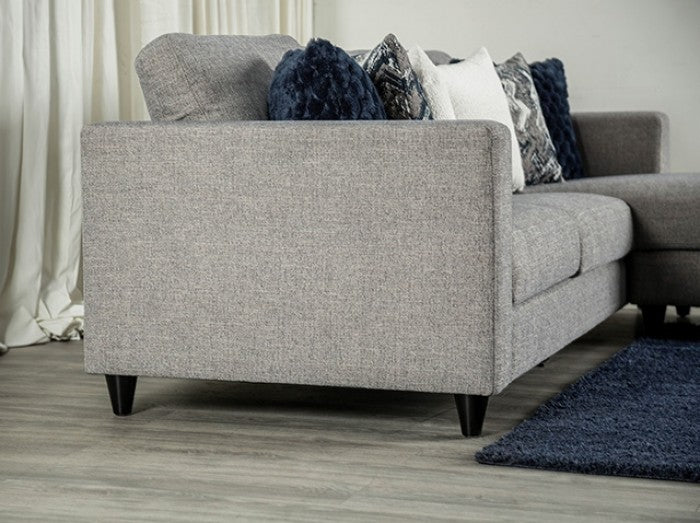 FM61008LG-SECT 2 pc Harlow light grey chenille fabric sectional sofa with chaise