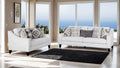 FM61112WH 2 pc Turnham white fabric sofa and love seat set sloped track arms