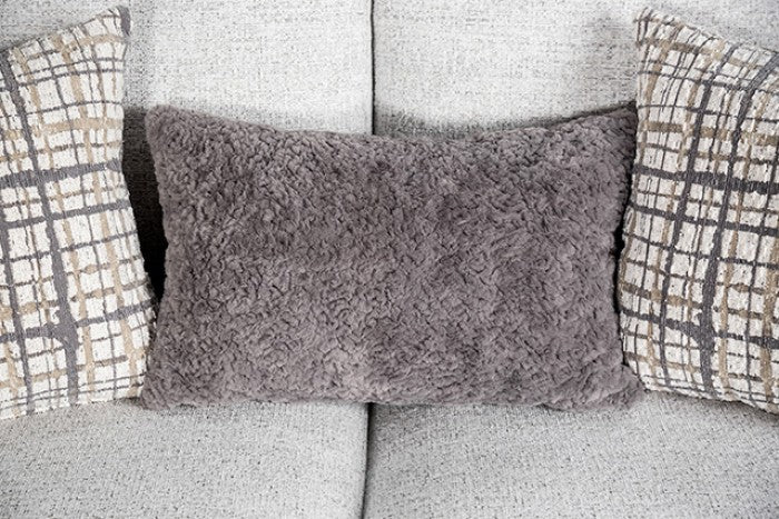 FM61112WH 2 pc Turnham white fabric sofa and love seat set sloped track arms
