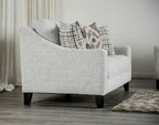 FM61112WH 2 pc Turnham white fabric sofa and love seat set sloped track arms