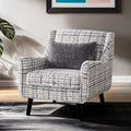 FM61112WH-CH-PT Turnham white and black patterned fabric accent chair sloped track arms