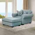 FM61113TL-CH-PT Queensbury abstract multi color teal fabric accent chair large rounded arms