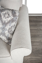 FM61113WH 2 pc Queensbury white fabric sofa and love seat set large rounded arms