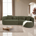 FM61115GR Revello emerald green chenille fabric sectional sofa with rounded chaise