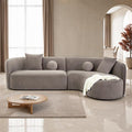 FM61115LB Revello light brown chenille fabric sectional sofa with rounded chaise