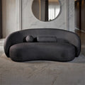 FM61116BK-SF Brevik black chenille fabric curved back sculpted silhouette modern sofa with throw pillows