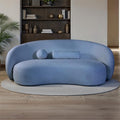 FM61116BL-SF Brevik blue chenille fabric curved back sculpted silhouette modern sofa with throw pillows