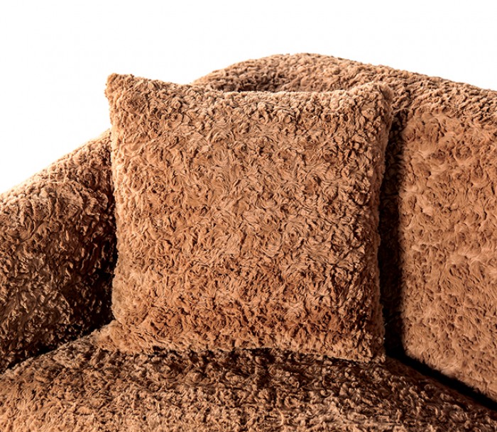 Orevis Brown Teddybear Chenille Fabric Sofa and Love Seat Set – FM61118BR-2PC