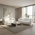 Orevis White Teddybear Chenille Fabric Sofa and Love Seat Set – FM61118WH-2PC