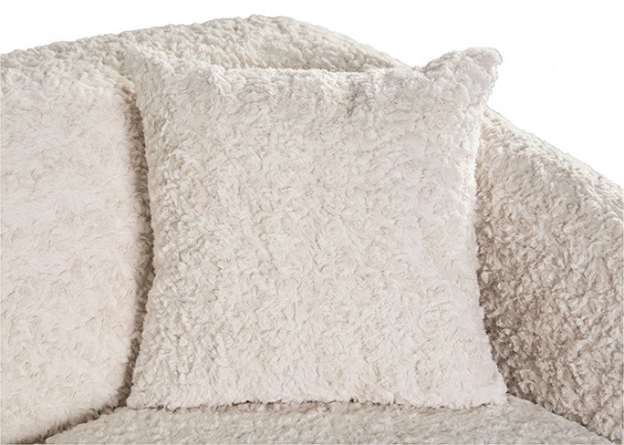 Orevis White Teddybear Chenille Fabric Sofa and Love Seat Set – FM61118WH-2PC
