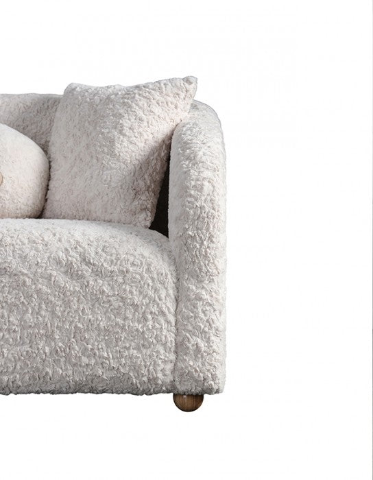 Orevis White Teddybear Chenille Fabric Sofa and Love Seat Set – FM61118WH-2PC