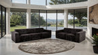 FM62100BK-2PC 2 pc Kimara black corduroy fabric modular sofa and love seat set compressed foam design