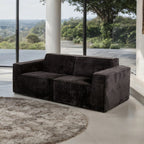 FM62100BK-2PC 2 pc Kimara black corduroy fabric modular sofa and love seat set compressed foam design