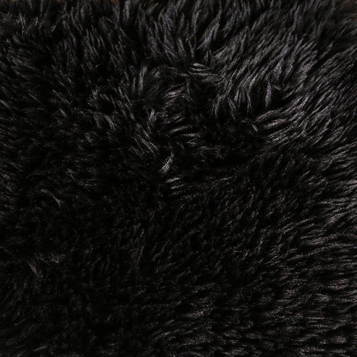FM62102BK-6PC 6 pc Nappi black faux fur modular sectional sofa compressed foam design