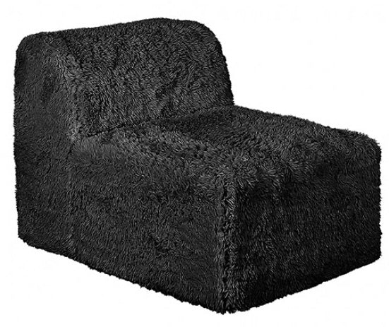 FM62102BK-6PC 6 pc Nappi black faux fur modular sectional sofa compressed foam design