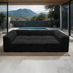 FM62102BK-6PC 6 pc Nappi black faux fur modular sectional sofa compressed foam design