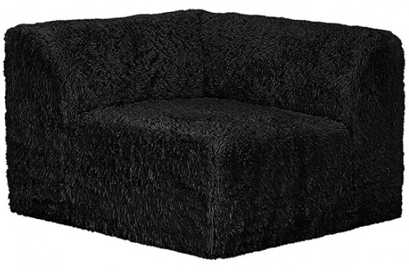 FM62102BK-6PC 6 pc Nappi black faux fur modular sectional sofa compressed foam design