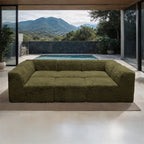 FM62102GR-6PC 6 pc Nappi green faux fur modular sectional sofa compressed foam design
