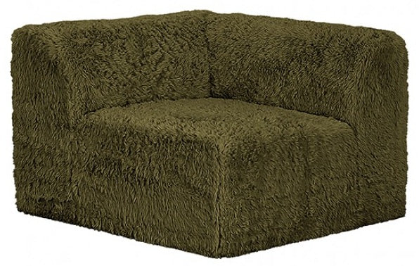 FM62102GR-6PC 6 pc Nappi green faux fur modular sectional sofa compressed foam design