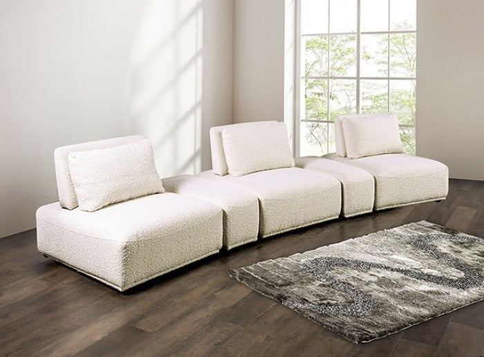 FM63001BG 5 pc Stavanger beige boucle fabric curved back modular sectional sofa adjustable backs