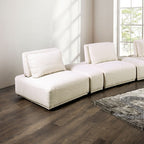 FM63001BG 5 pc Stavanger beige boucle fabric curved back modular sectional sofa adjustable backs