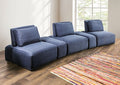 FM63001BL 5 pc Stavanger blue chenille curved back modular sectional sofa adjustable backs
