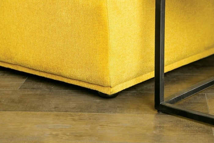 FM63001YL 5 pc Stavanger yellow chenille curved back modular sectional sofa adjustable backs