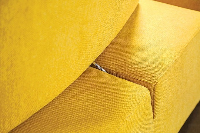 FM63001YL 5 pc Stavanger yellow chenille curved back modular sectional sofa adjustable backs