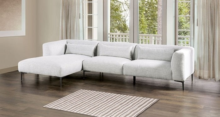 FM63002LG-SECT-L 3 pc Paderborn linen light grey cotton-linen blend fabric feather blend cushions modular sectional sofa with left chaise