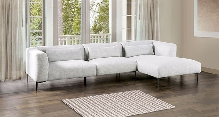 FM63002LG-SECT-R 3 pc Paderborn linen light grey cotton-linen blend fabric feather blend cushions modular sectional sofa with right chaise